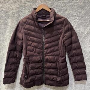 32 Degrees Women's Medium Puffer Jacket Brown Zip Polyester Fill Puff Winter